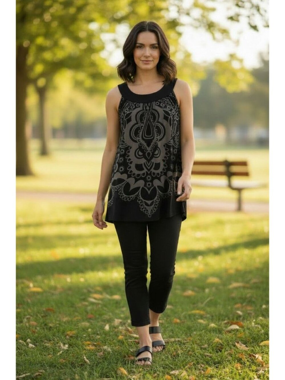 Apt. 9 Black Brown Printed Halter Babydoll Tank Top Shirt Blouse Summer Size S - Picture 8 of 8
